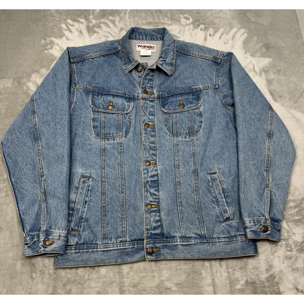 Vintage Wrangler Denim Jacket Mens Large Jean Button Trucker Western 90s Y2K